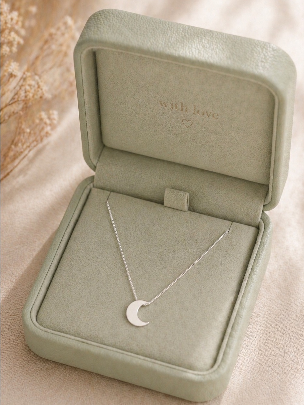 Taxco Silver Crescent Moon Pendant Necklace
